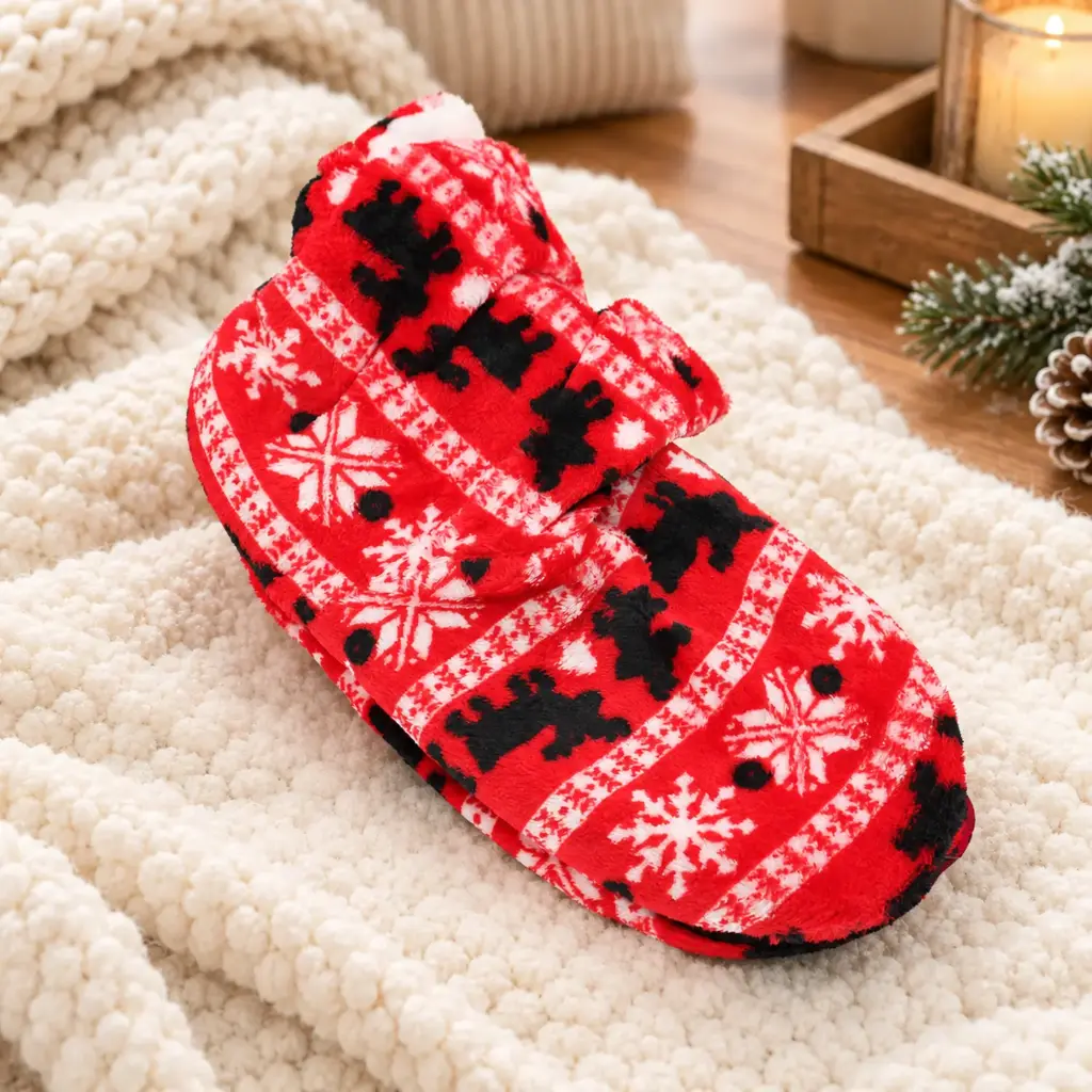 360 COTTON SLIPPER SOCKS FLEECE 26CM KNIT PATTERN FLUFFY INNER