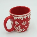 360 HOME MUG CHRISTMAS 13*10*10 WHITE PATTERN FLOWERS OR GEOMETRIC SHAPES SNOWFLAKES STARS