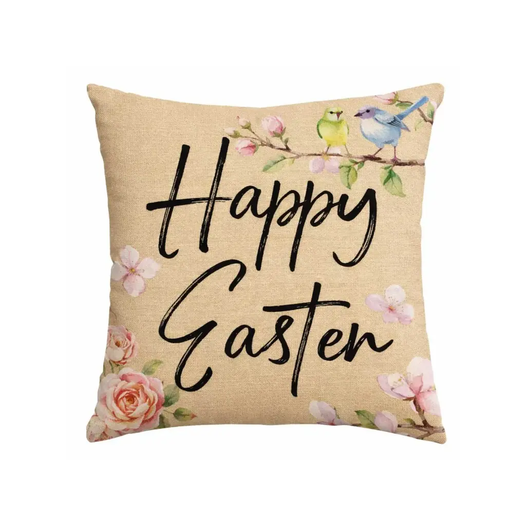 360 HOME EASTER PILLOW CASE 45*45CM BEIGE BACKGROUND HAPPY EASTER 