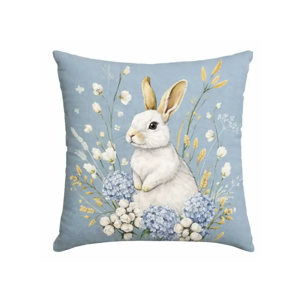 360 HOME EASTER PILLOW CASE 45*45CM BLUE-GREY BACKGROUND+RABBIT