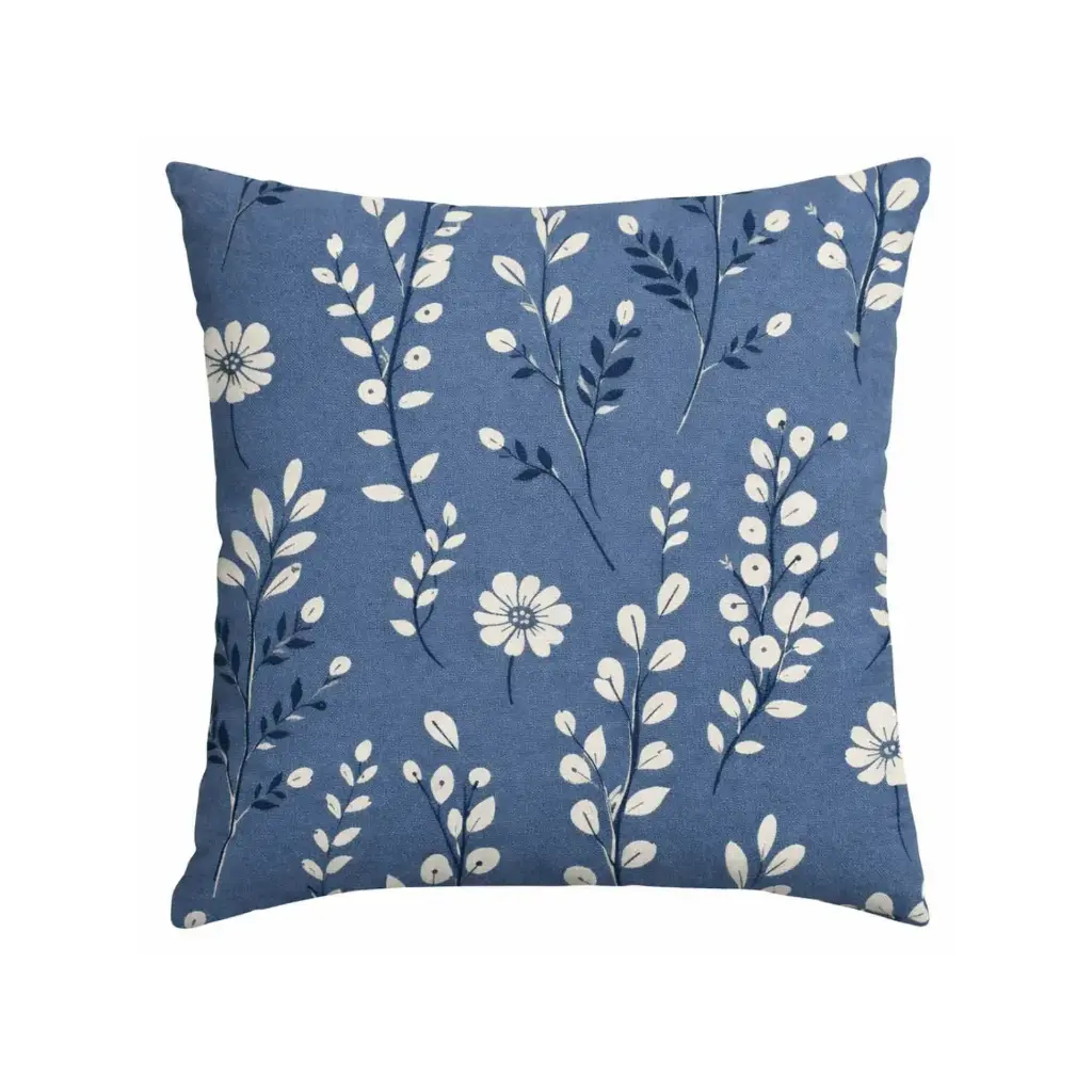 360 HOME EASTER PILLOW CASE 45*45CM BLUE JEANS BACKGROUND+WHITE FLOWERS