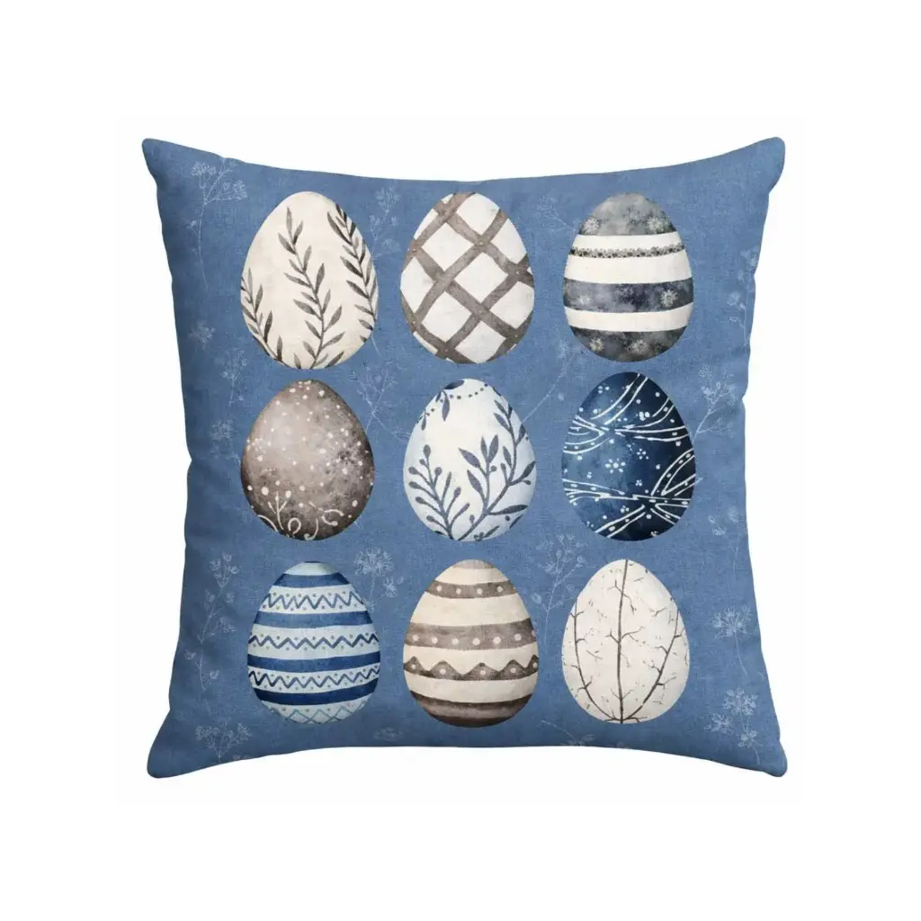360 HOME EASTER PILLOW CASE 45*45CM BLUE JEANS BACKGROUND+EGSS