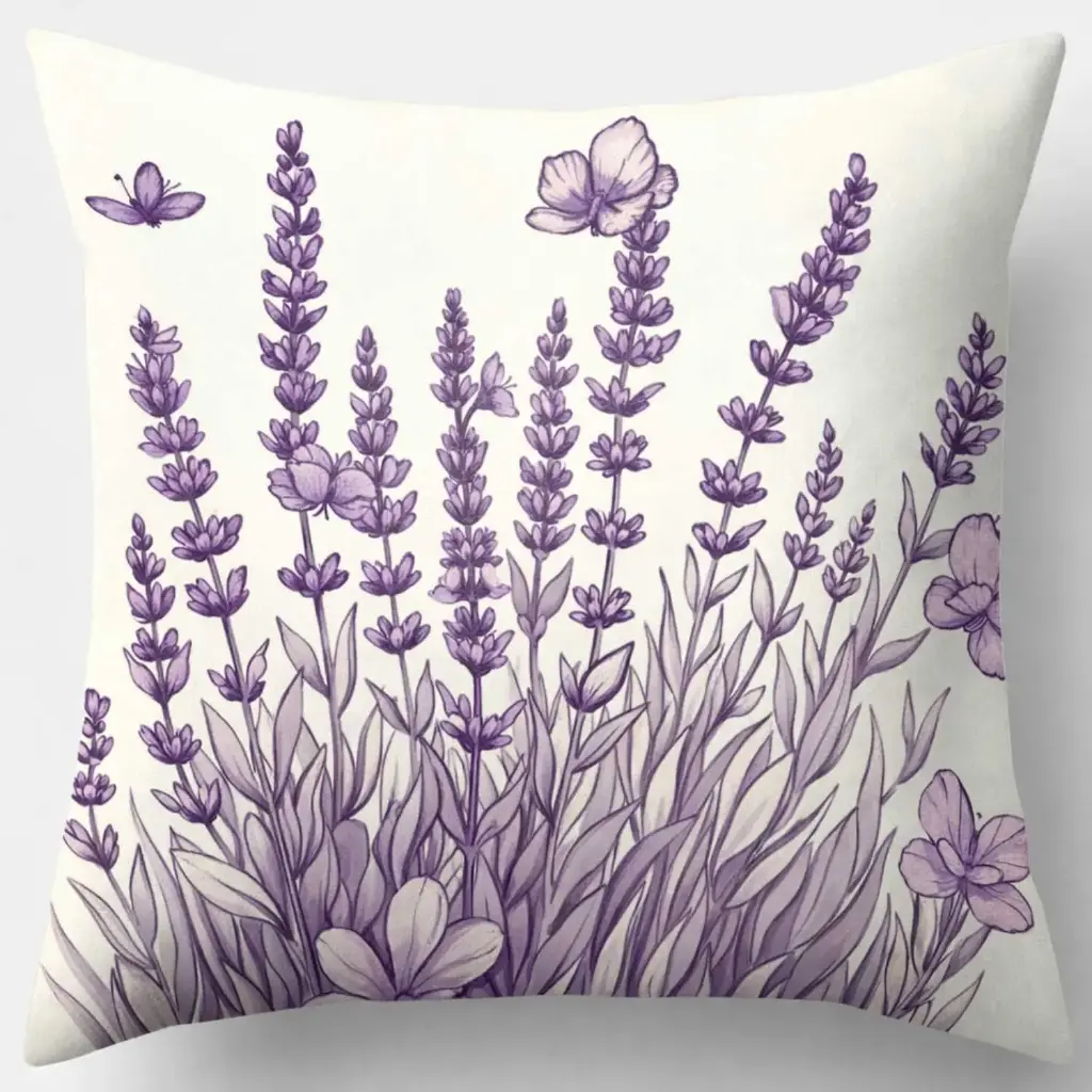 360 HOME EASTER PILLOW CASE 45*45CM OFF-WHITE BACKGROUND+LAVENDER