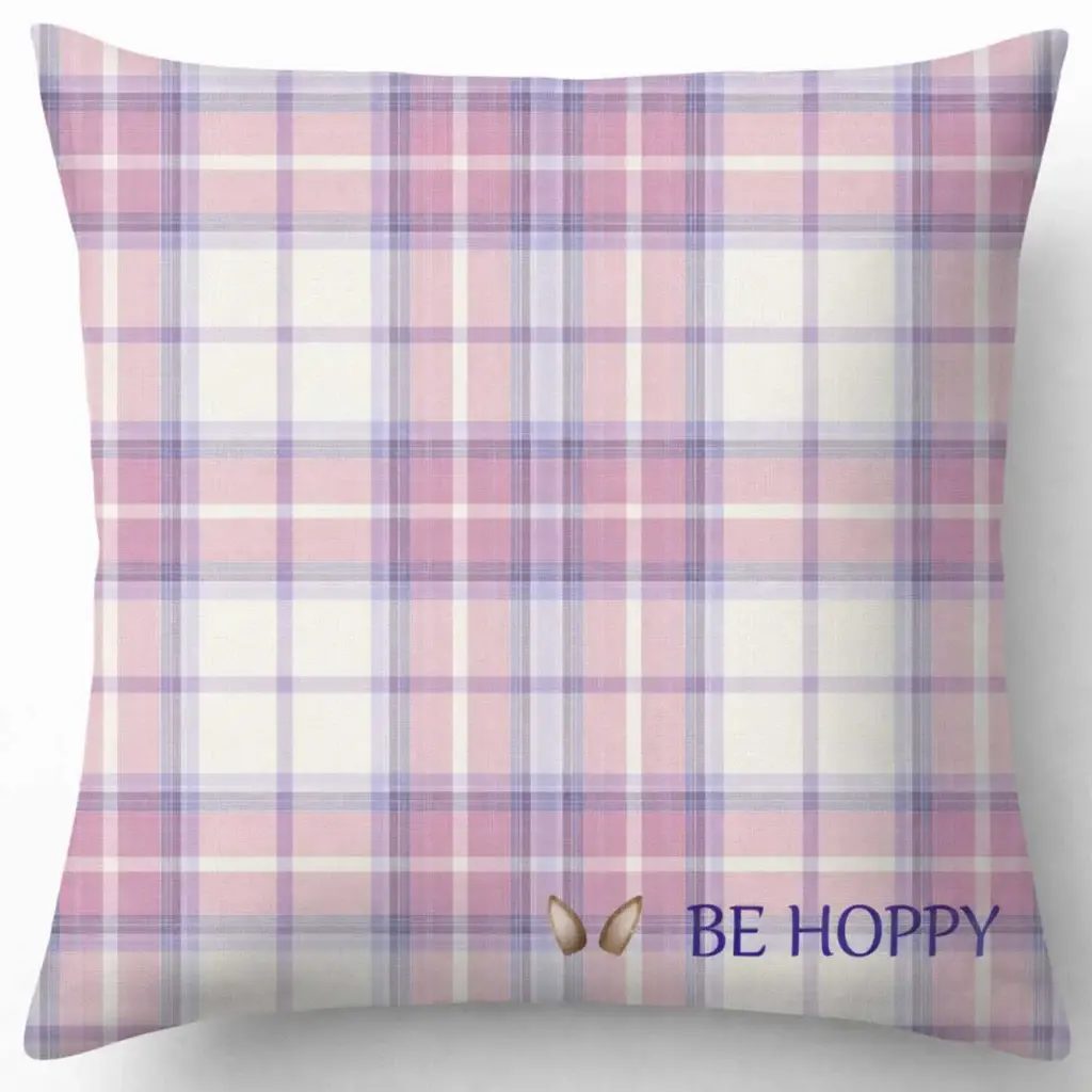 360 HOME EASTER PILLOW CASE 45*45CM PASTEL PLAID PATTERN