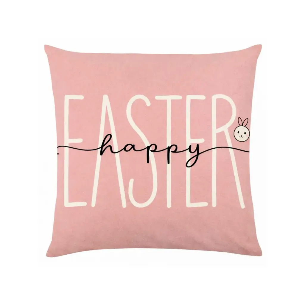 360 HOME EASTER PILLOW CASE 45*45CM PINK BACKGROUND HAPPY EASTER