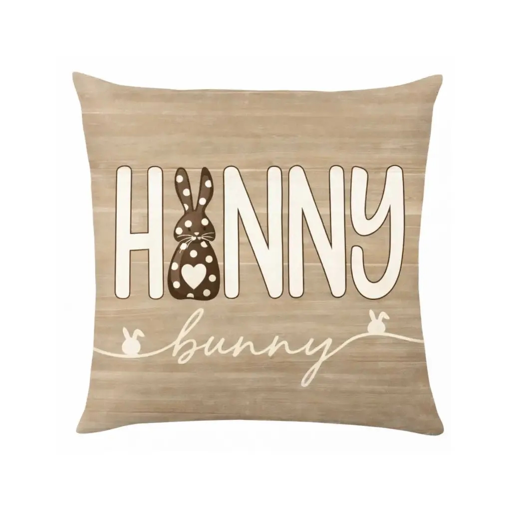 360 HOME EASTER PILLOW CASE 45*45CM KAKI BACKGROUND HONNY BUNNY
