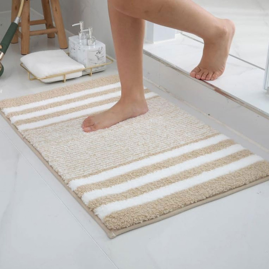 360 HOME BATHROOM RUGTWO TONE DAZZLING 50*80CM MICROFIBER JACQUARD POLYESTER FIBER+TPR BACKING