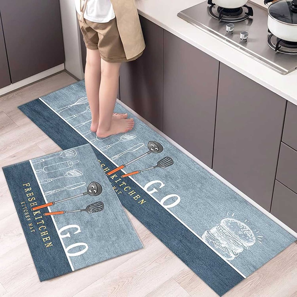 360 HOME KITCHEN MAT SET 40*60+40*120CM DIATOM MUD POLYESTER FIBER+PLASTIC ANTI-SLIP BACKING