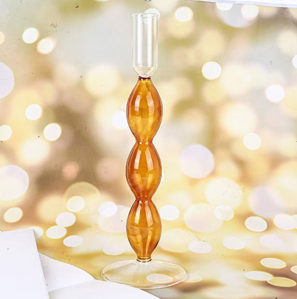360 HOME CANDLESTICK GLASS 8*24 VINTAGE ORANGE