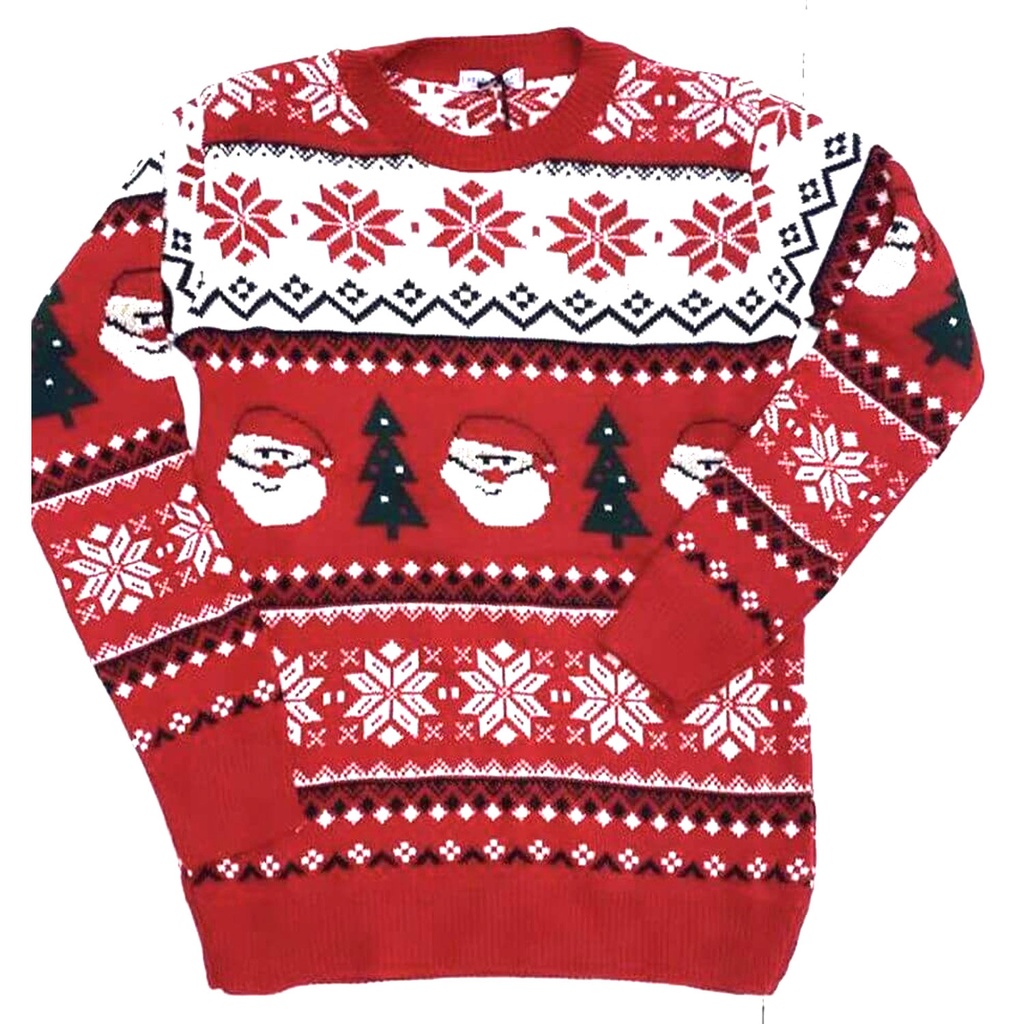 360 COTTON CHRISTMAS SWEATER ROUND NECK WHITE  RED