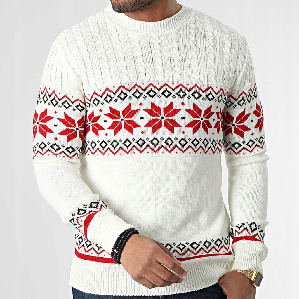 360 COTTON CHRISTMAS SWEATER ROUND NECK WHITE  White 