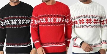 360 COTTON CHRISTMAS SWEATER ROUND NECK WHITE  RED