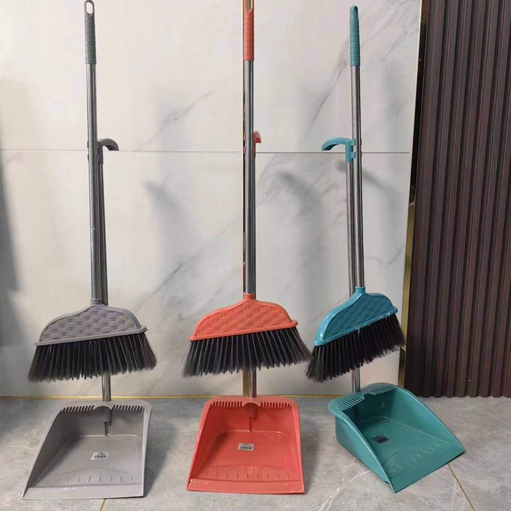 360 HOME BROOM 85*32CM & DUSTPAN 75*27CM SET GRAY, RED, BLUE
