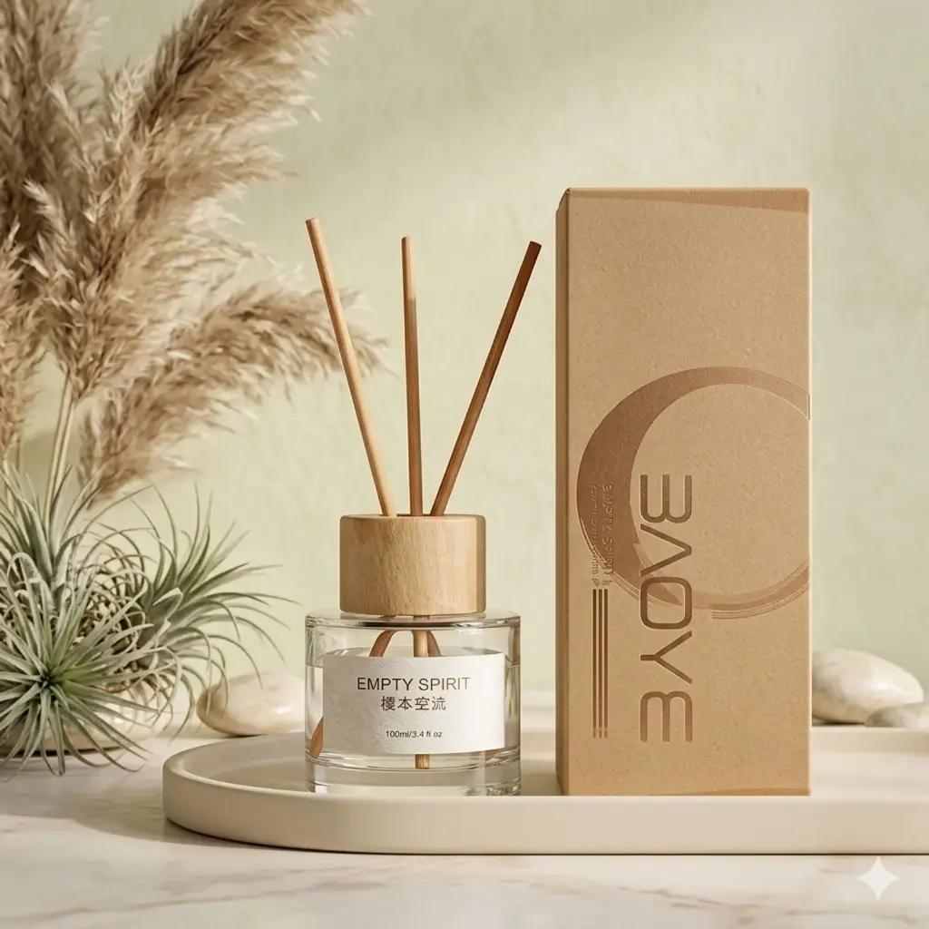 360 HOME WOODEN COVER LIQUID AROMATHERAPY CLEAR 5 STICKS WOOD 50ML ROUND