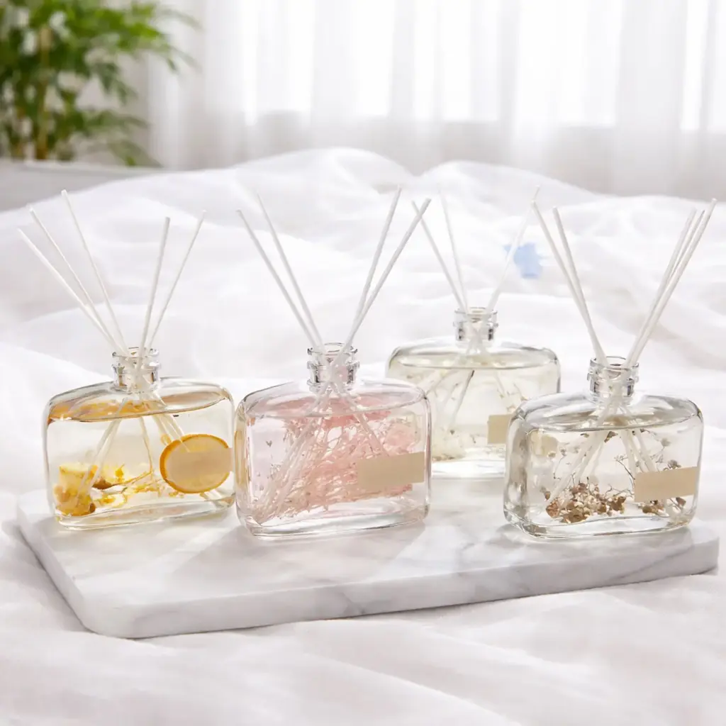 360 HOME DIFFUSER FLOATING FLOWER DREAM ROUND SHOULDER BOTTLE 350ML 5 STICKS SYNTHETIC FIBER ROUND