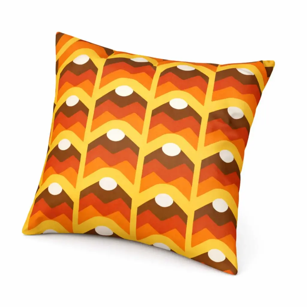 360 HOME PILLOW RETRO DESIGN 45*45 ORANGE GEOMETRIC PATTERN