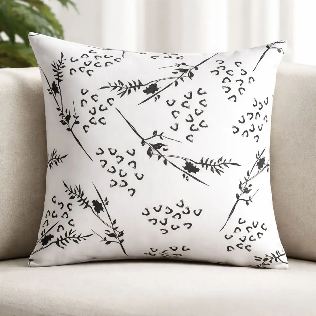 360 HOME PILLOW NATURE DESIGN 45*45 WHITE WITH GFLOWERS 