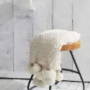 360 HOME THROW BLANKET WITH FRINGES 130*180 WHITE KNITTED PATTERN