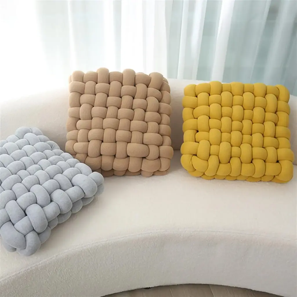 360 HOME CUSHION SQUARE WITH KNOTS 40*40cm YELLOW, BROWN, BLUE KNOTS
