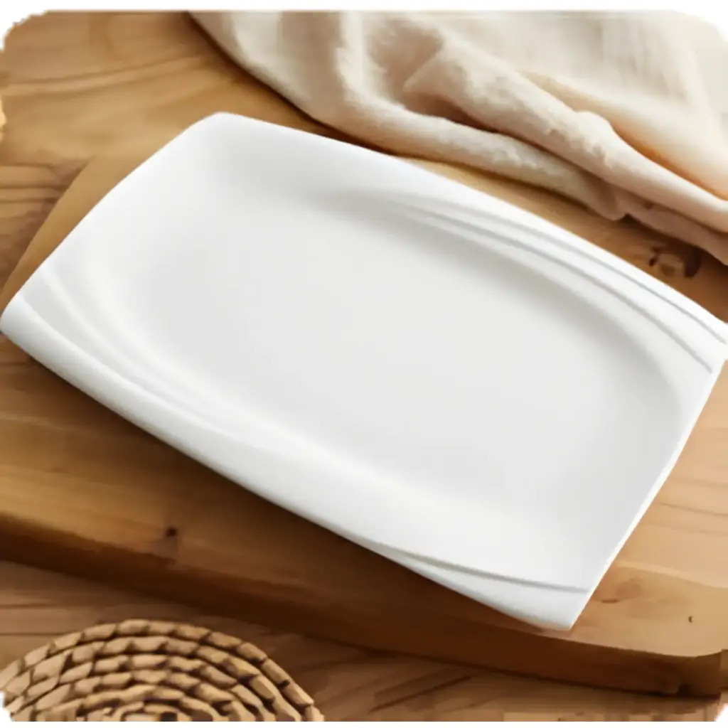 360 HOME 14 RECTANGULAR MINGFENG PLATE -35.2 WHITE CERAMIC 37CM