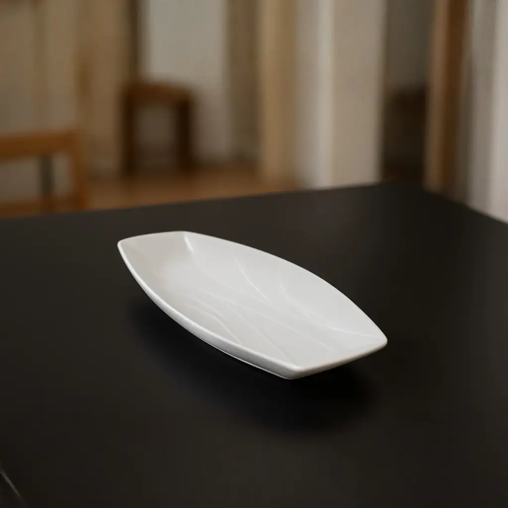 360 HOME 18 SHIP SHAPED RAINBOW PLATE -45  WHITE CERAMIC 46.5CM