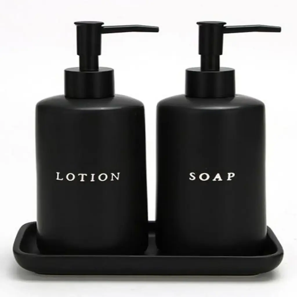 360 HOME CERAMIC LOTION BOTTLE+TRAY BLACK