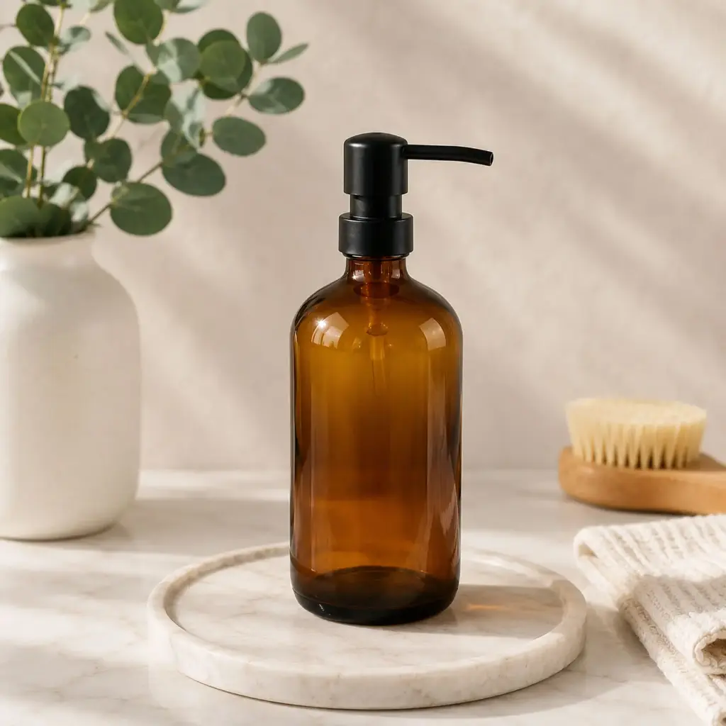 360 HOME GLASS LOTION BOTTLE 500ml:7.4x14.5/20cm，