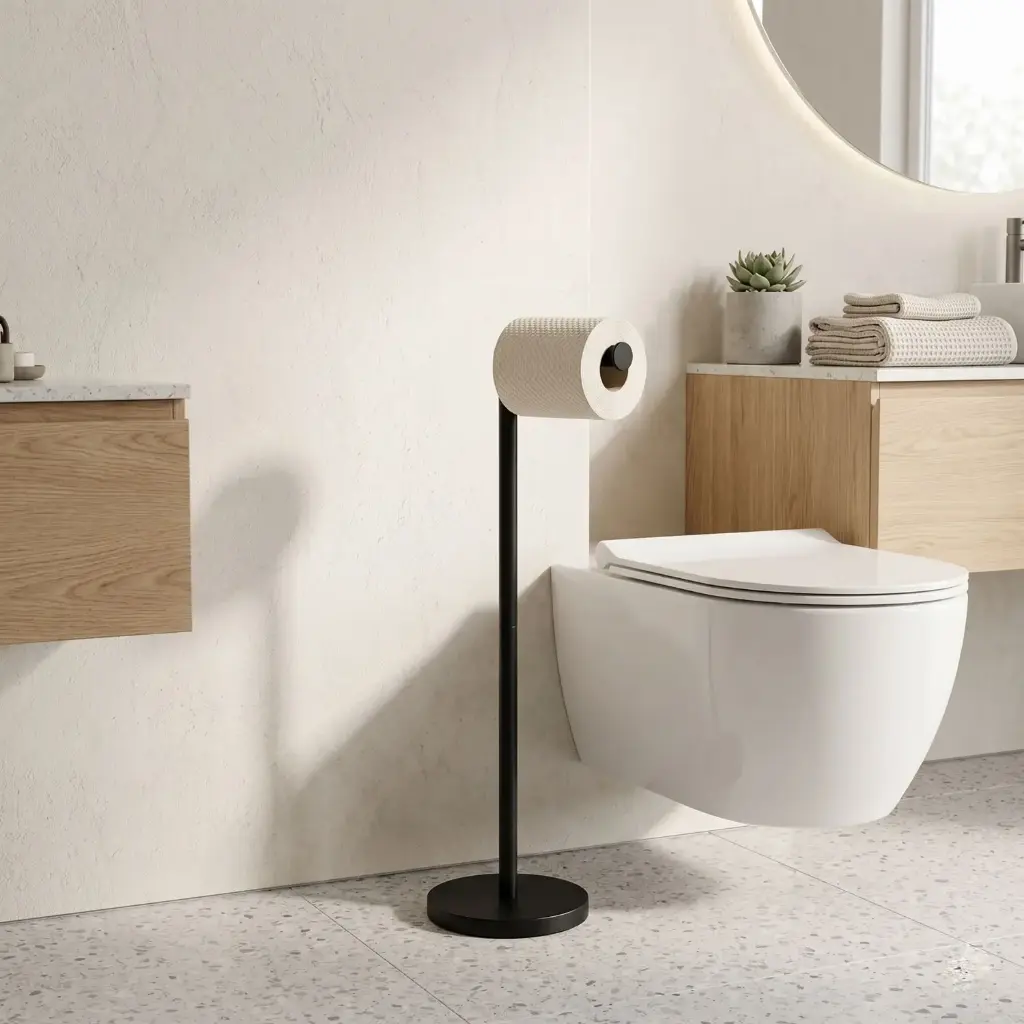 360 HOME FLOOR STANDING TOILET BRUSH HOLDER 16.7*55.8cm,201STAINLESS STEEL PIPE +A3IRON BASE 