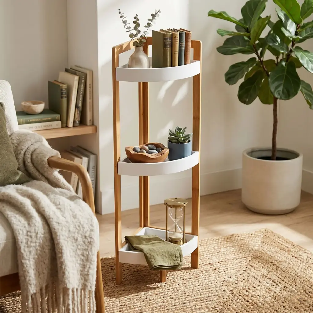 360 HOME BAMBOO SHELF 23x23x77cm，1.9kg WHITE PART MDF
