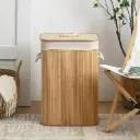360 HOME STORAGE BASKET RECTANGULAR NATURAL BAMBOO WITH LID 41x31x57