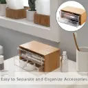 360 HOME STORAGE JEWELRY BOX SMALL DOUBLE LAYER POLYSTERINE+BAMBOO:19.0*11.7*9.6 WEIGHT:439g