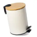 360 HOME IRON TRSH CAN CYLINDRICAL WITH LID BAMBOO  20.5x25.5cm,900g APRICOT COLOR