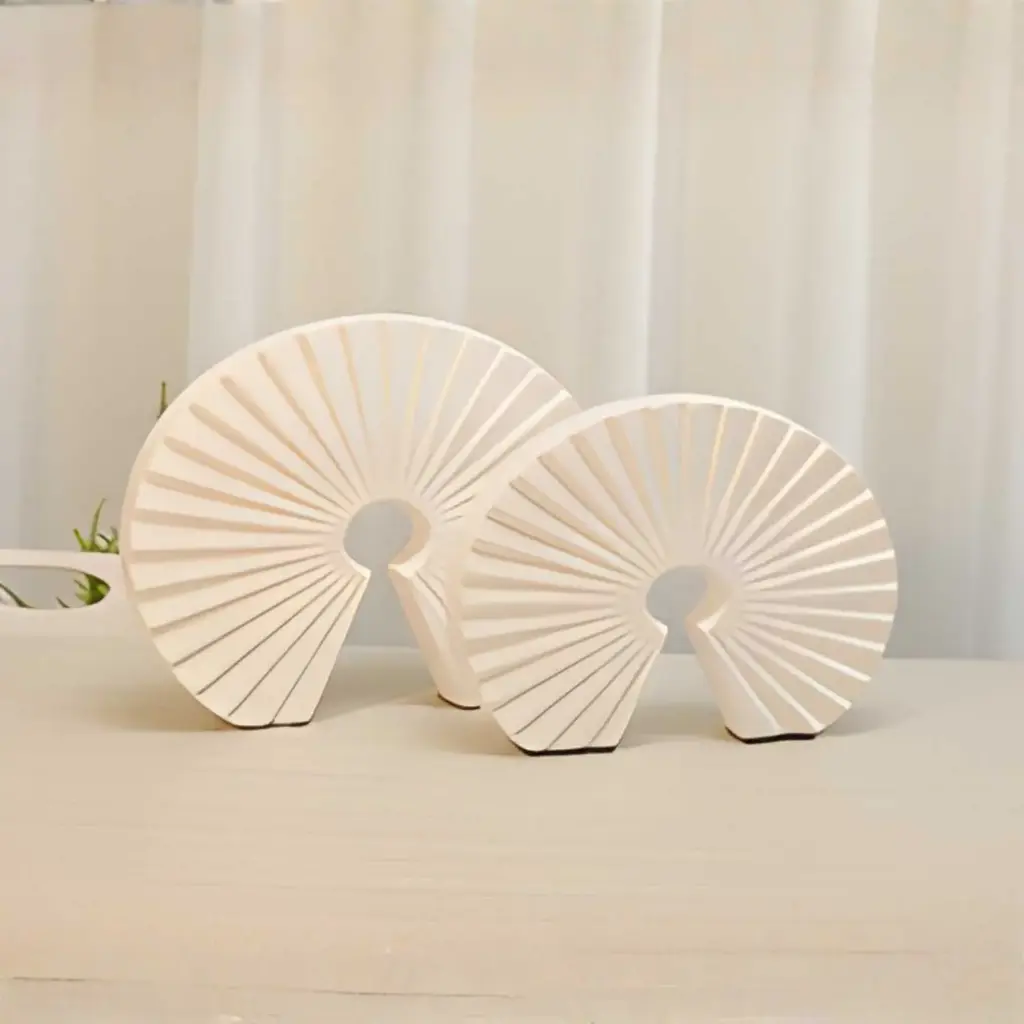 360 HOME FAN SHAPED SCULPTURES 28*4*25 WHITE