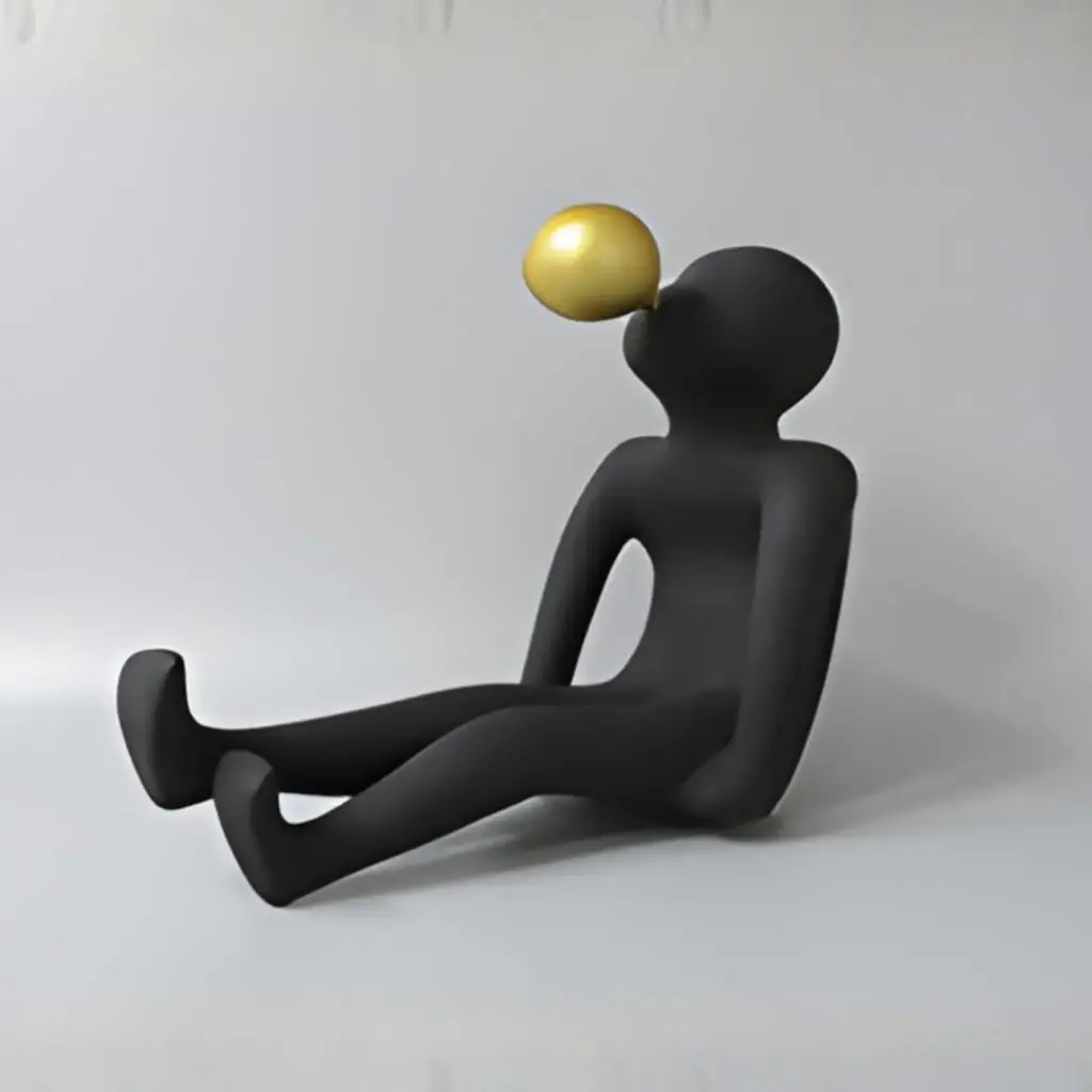 360 HOME MINIMALIST FIGURE BALANCING A GOLDEN SPHERE 50*26*44 BLACK