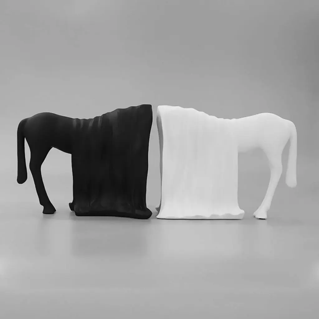 360 HOME HALF HORSE SCULPTURES 31*12.5*24 BLACK & WHITE