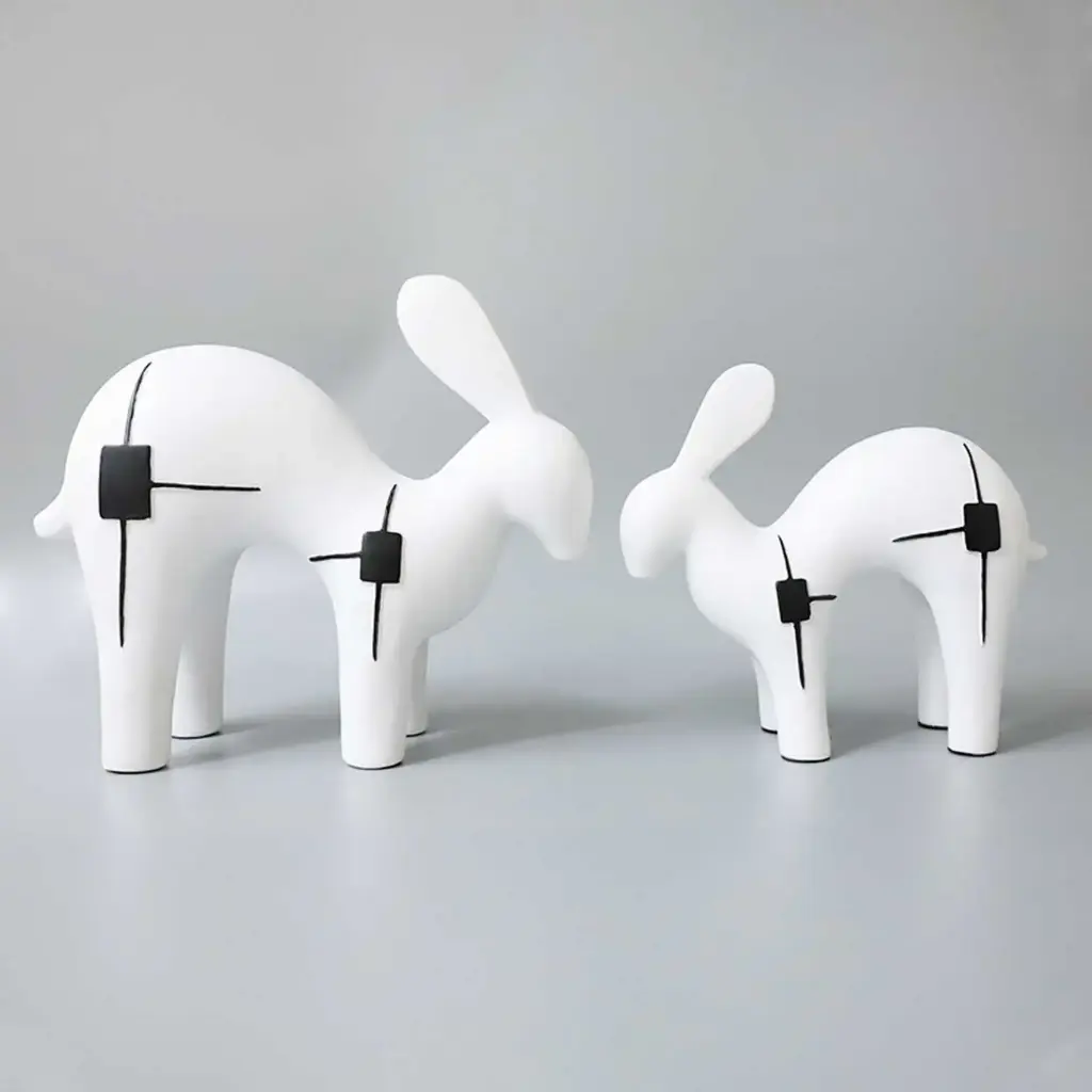 360 HOME ABSTRACT ANIMAL FIGURES 24*10*21 WHITE