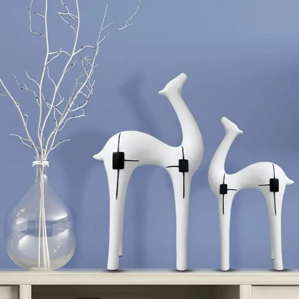 360 HOME ABSTRACT ANIMAL FIGURES 31*9*16 WHITE