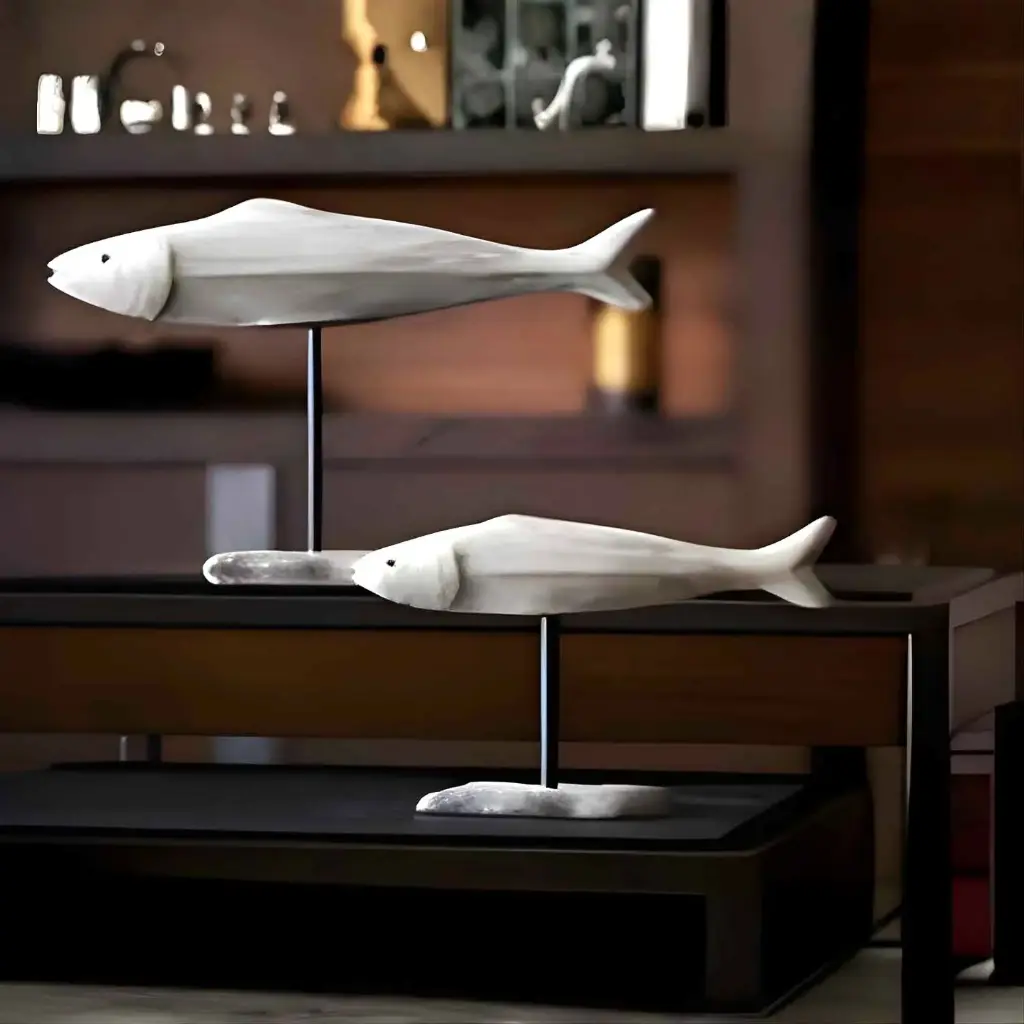 360 HOME FISH ON A STAND 33*10*28.5CM/22*9*18.5CM WHITE
