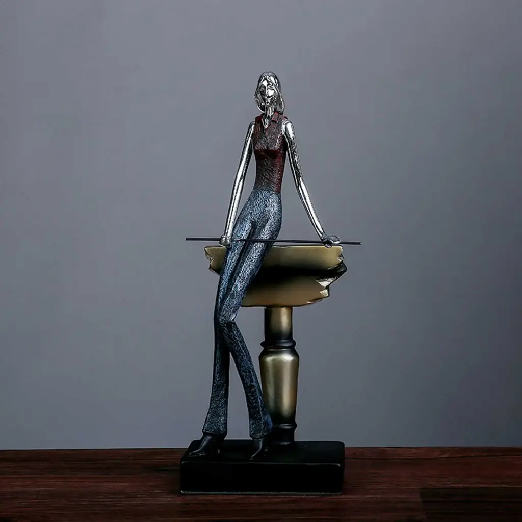 360 HOME WOMAN PLAYING BILLIARD STATUE 16.5*9.5*32.8cm MULTICOLOR
