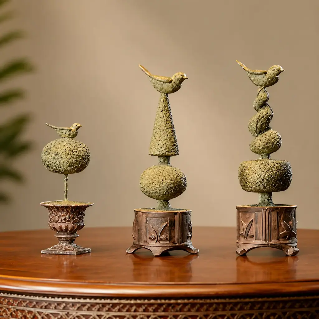360 HOME DECORATIVE BIRD SCULPTURES 11*11*48cm ANTIQUE JADE