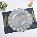 360 HOME GLASS PLACEMAT ELECTROPLATED WAVY GOLD EDGE WHITE SAND 33CM
