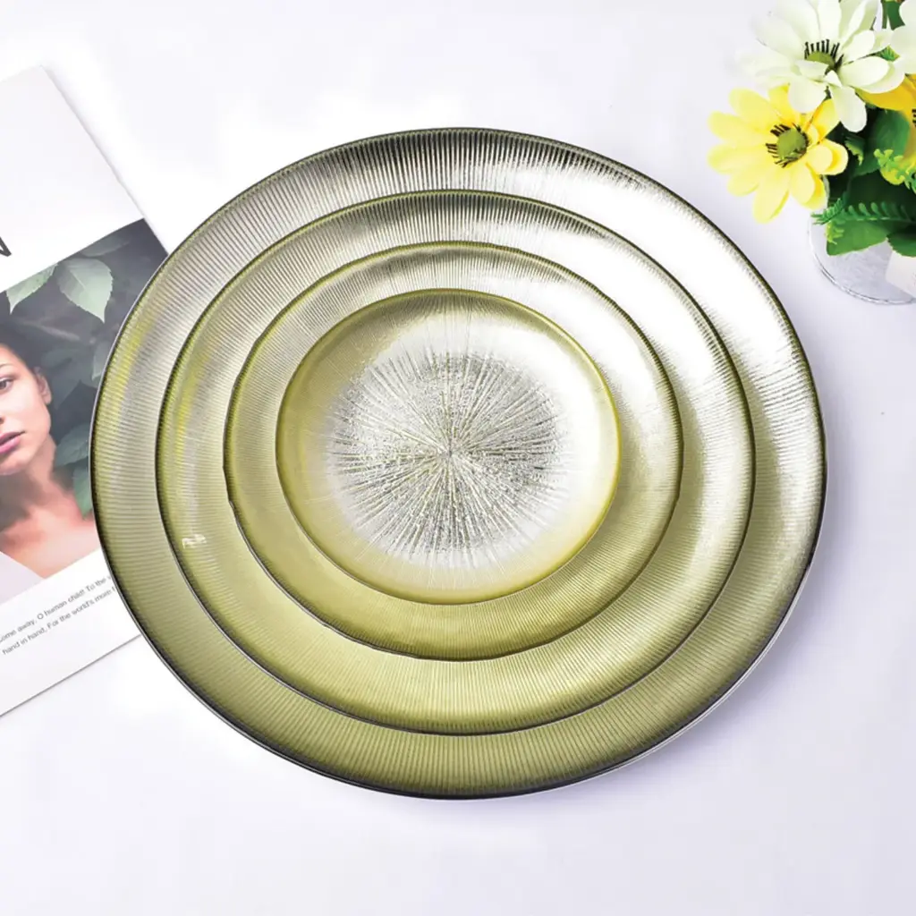 360 HOME GLASS PLACEMAT STRIPED ELECTROPLATE 21CM GOLD