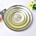 360 HOME GLASS PLACEMAT STRIPED ELECTROPLATE 21CM GOLD