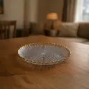 360 HOME GLASS PLACEMAT STRIPED WAVY GOLD ELECTROPLATE EDGE 33CM