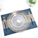 360 HOME GLASS PLACEMAT STRIPED WAVY GOLD ELECTROPLATE EDGE 33CM