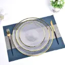 360 HOME GLASS PLACEMAT STRIPED GOLD ELECTROPLATE EDGE 33CM