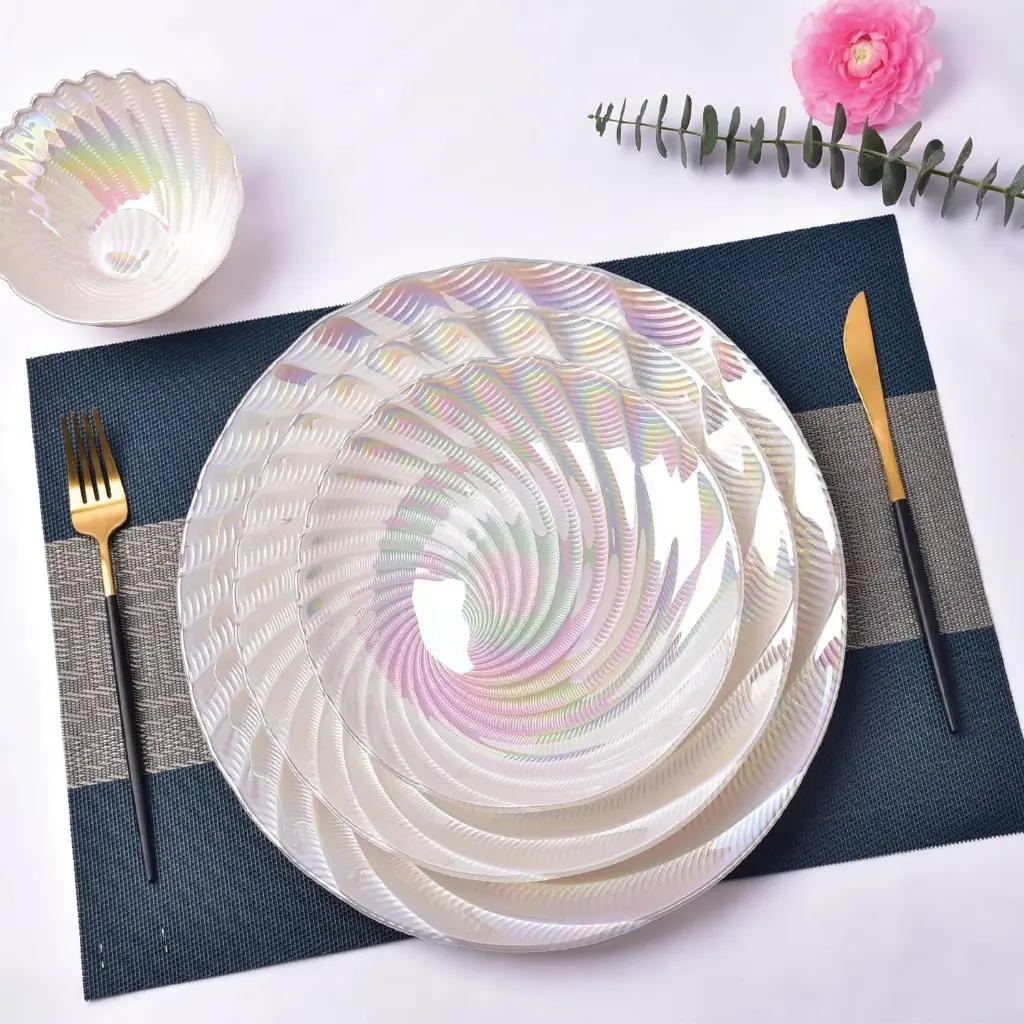 360 HOME GLASS PLACEMAT HOLOGRAPHIC SPRAY PAINT WITH ELECTRIC LIGHT WATER 21CM
