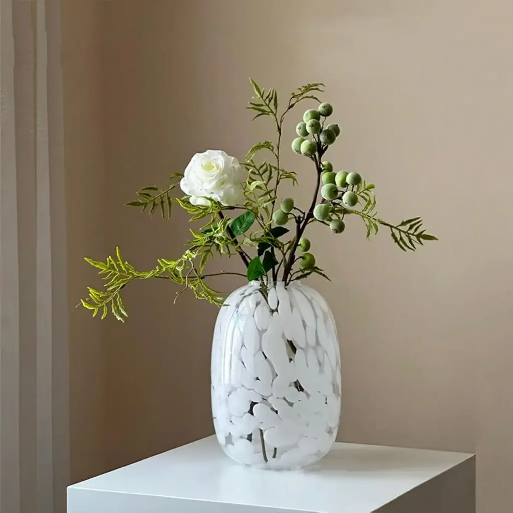 360 HOME VASE GLASS SANDBLAST 9*30 LARGE BELLIED CIRCULAR