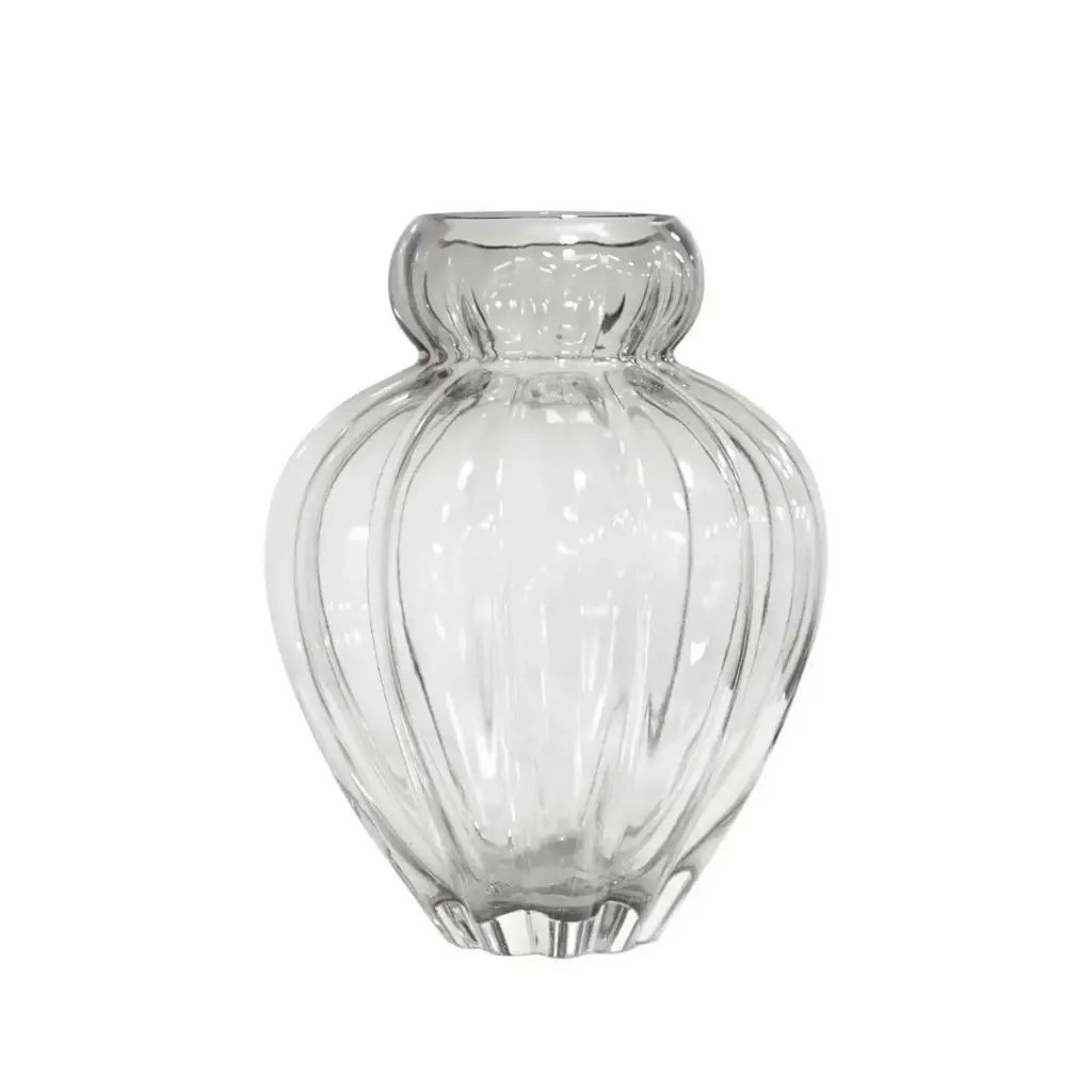 360 HOME VASE GLASS CLEAR 20*25CM SMOOTH LINES