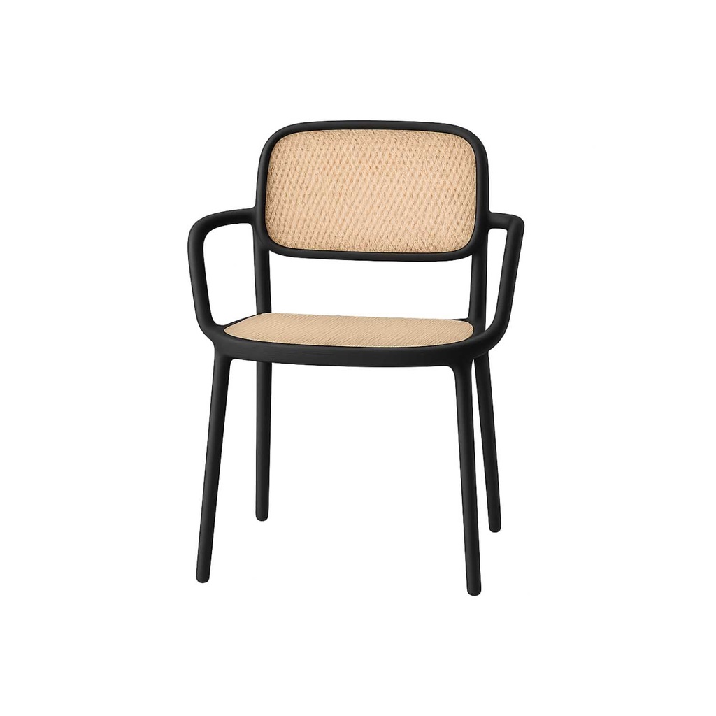 360 HOME CHAIR POLYPROPILENE FRAME+RATAN BACKREST+SEAT BLACK